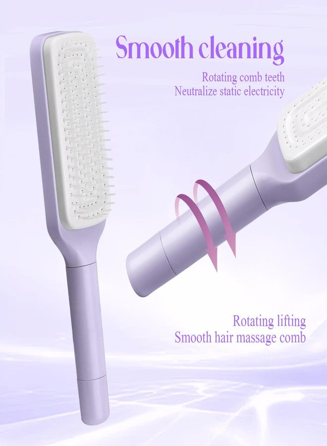 ROBOHOOK Self Cleaning Hair Brush for Women,Retractable Hairbrush Easy Clean,Anti Static Massage Brush,Rotary Telescopic Structure(Roland Purple) - Image 2